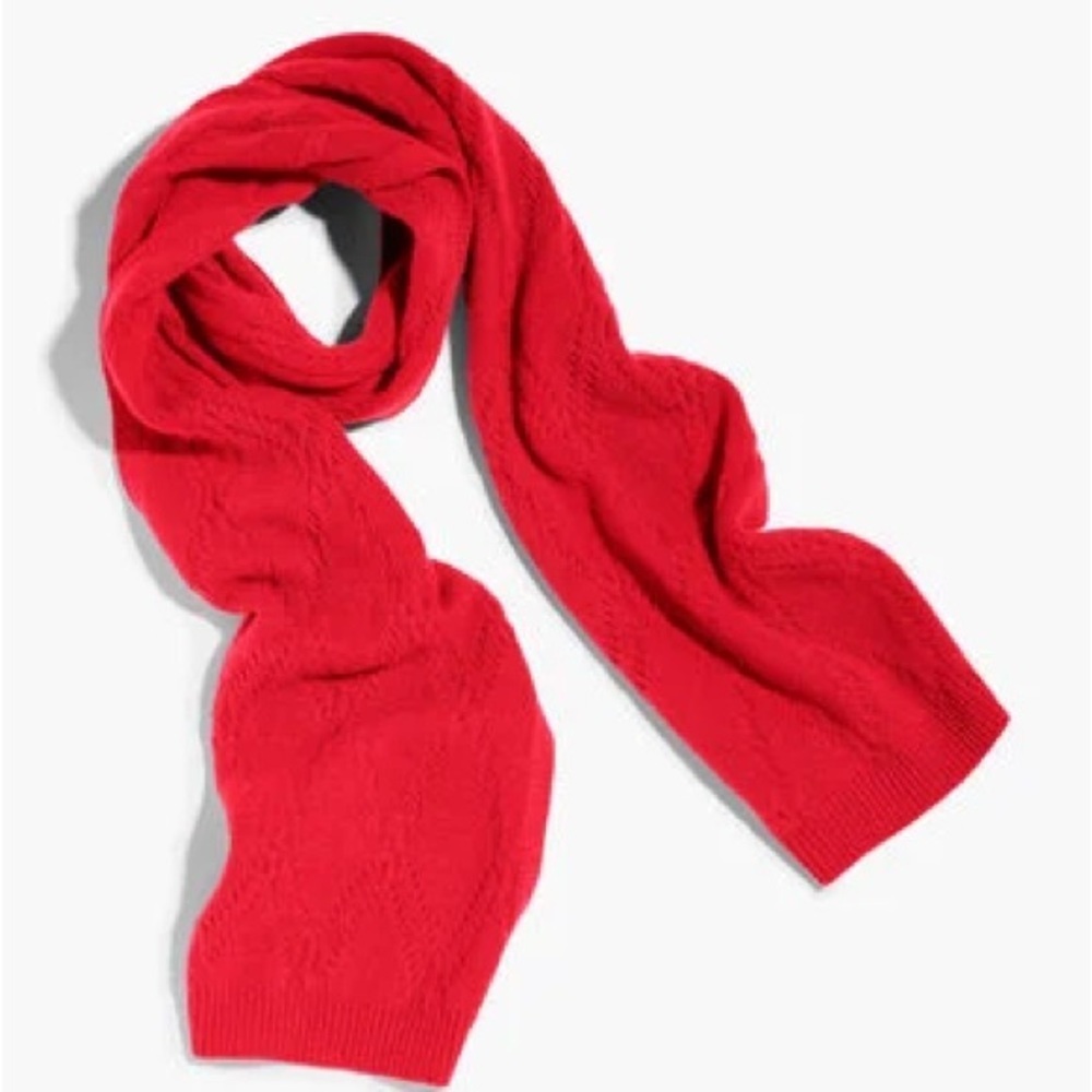 Talbots Red Cable Knit Scarf Supersoft Solid Red